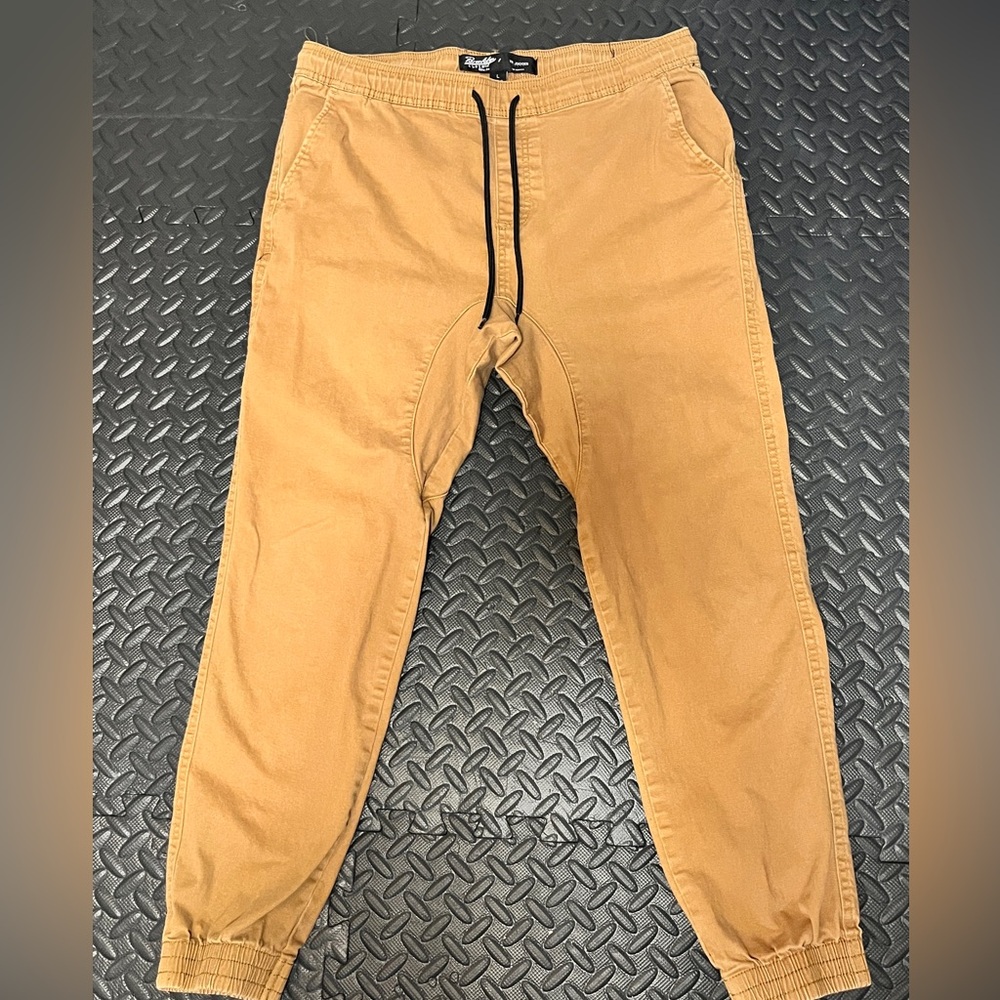 Brooklyn Cloth Mens Pants L The Jogger Khaki Cotton Elastic Stretch Waist
